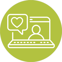 Icon with computer and heart shape